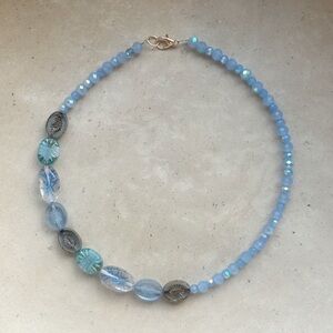 Delicate Handmade Blue Beaded Women's Necklace